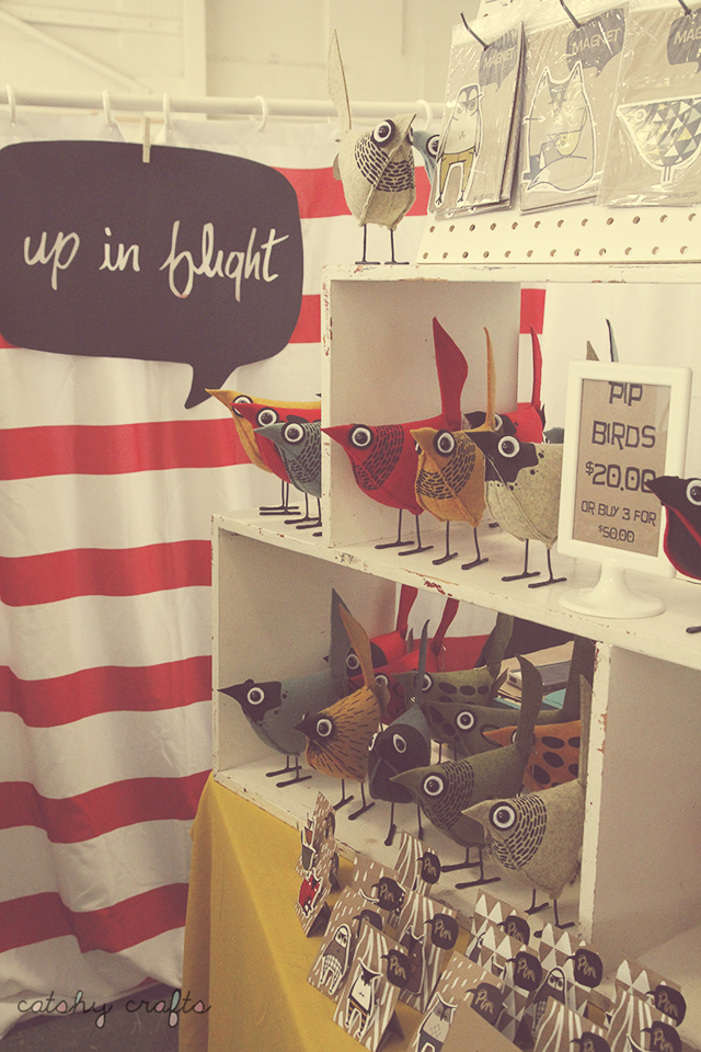 This booth was delightful and full of these whimsical wool felt birds by Up in Flight.